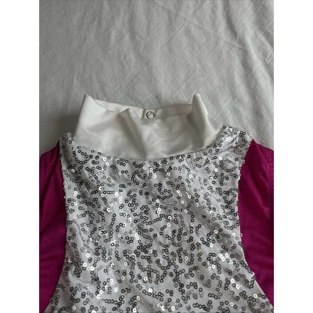 Weissman Showtime Dance Costume Pink Sequin Leotard & Jogger Set Size SA Girls